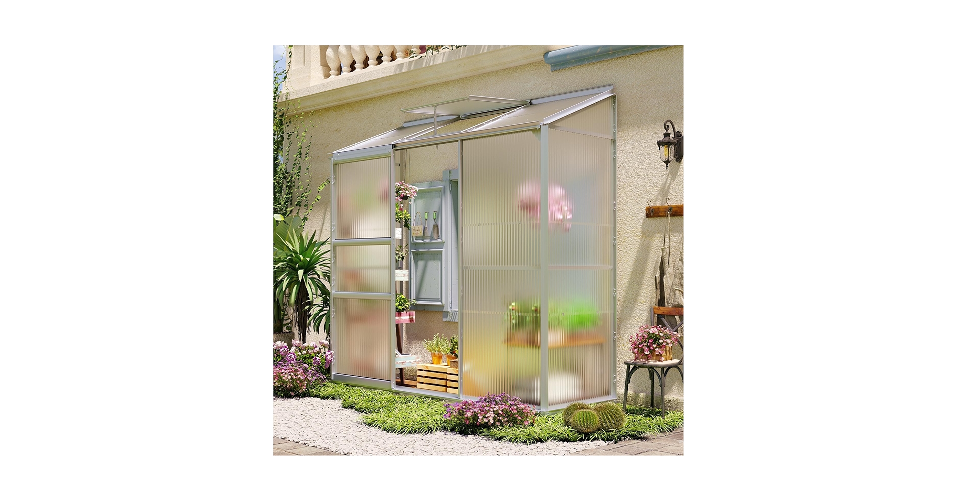 Amazon.com : Showellgard 6x2ft Lean-to Polycarbonate Greenhouse
